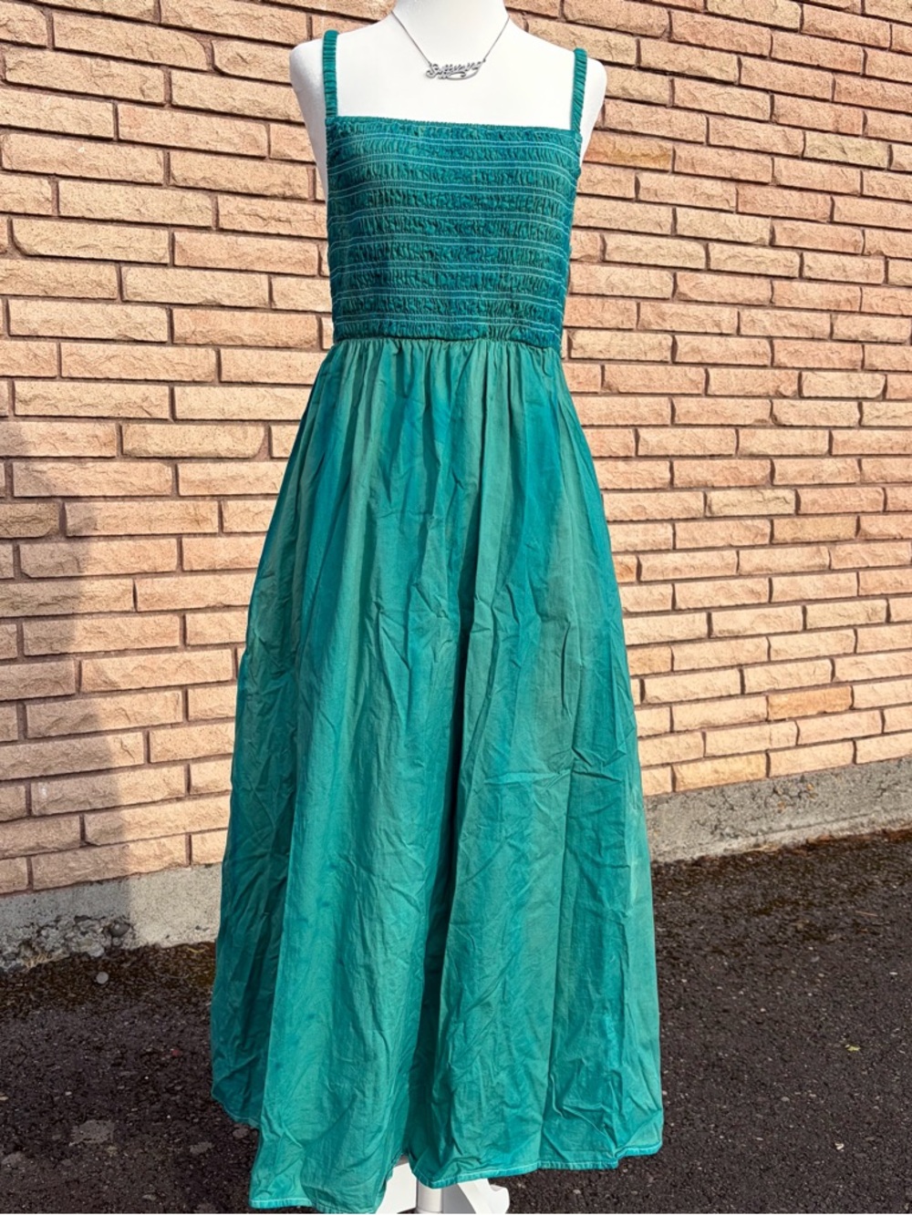 Hand Dyed Blue Green Cotton Fairy Dress